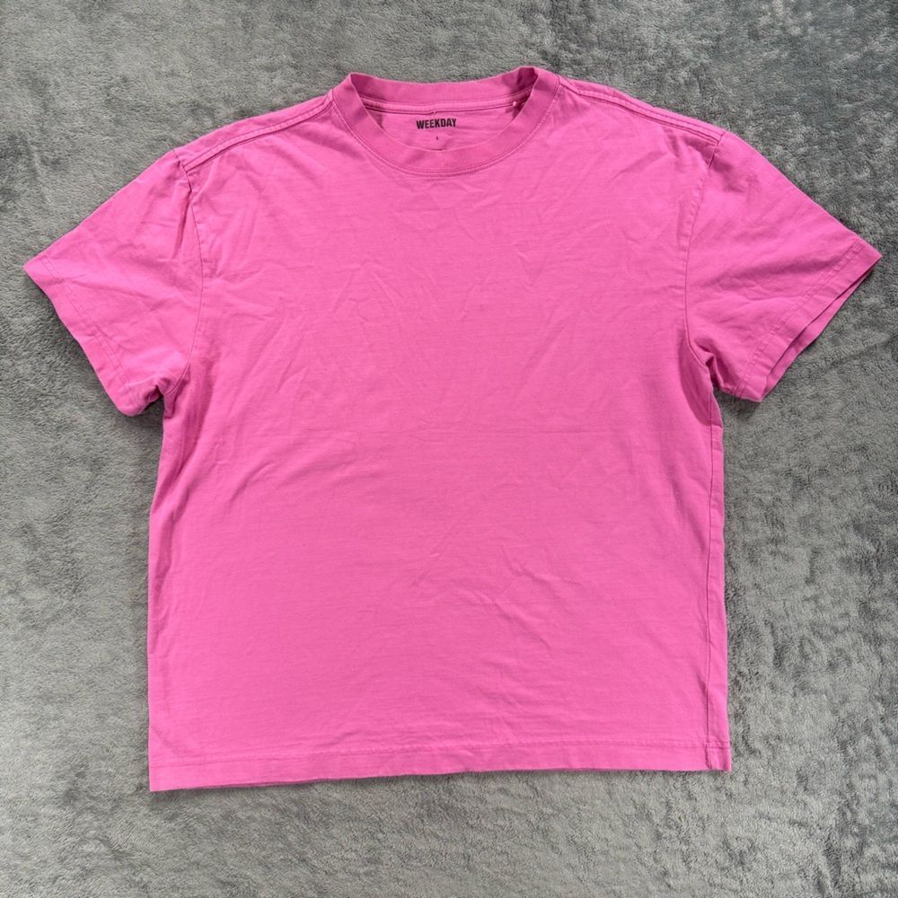 Women’s Small Weekday Oversized T-Shirt Hot Pink Boxy Crewneck